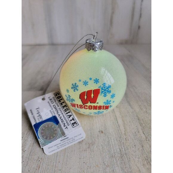 Wisconsin light up snow globe Sports Snowflake ornament Xmas topper - Picture 3 of 7